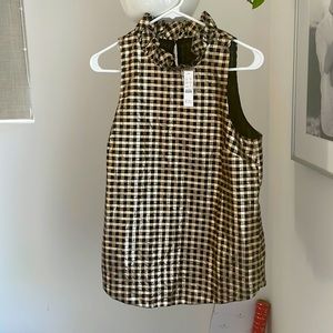 J.Crew Ruffleneck sleeveless top in Lurex® crinkle gingham